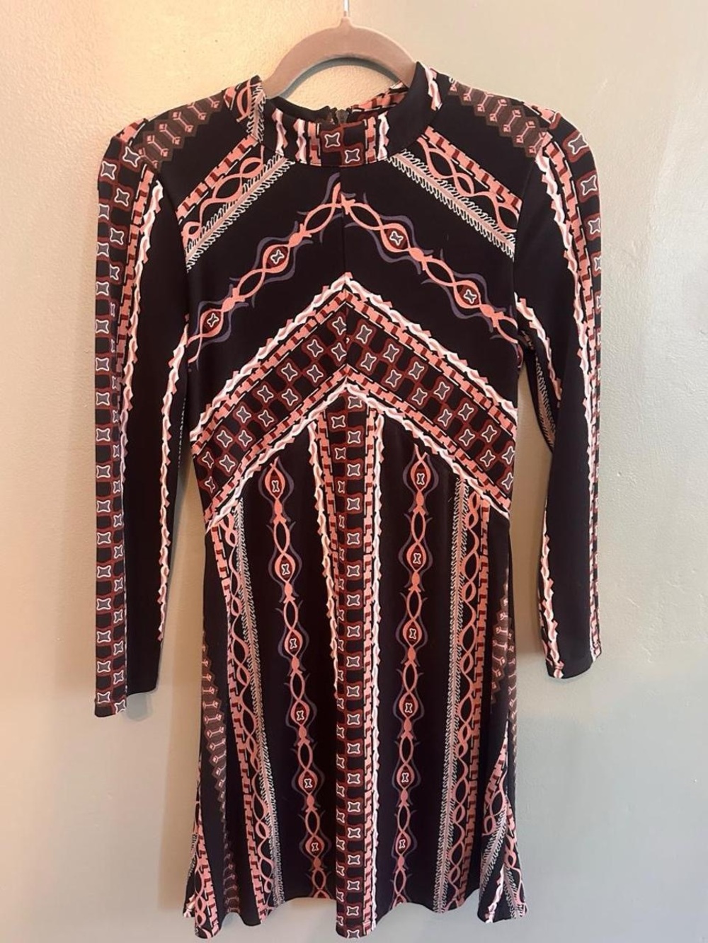 Free People Stella Mock Neck Boho Mini Dress Size XS